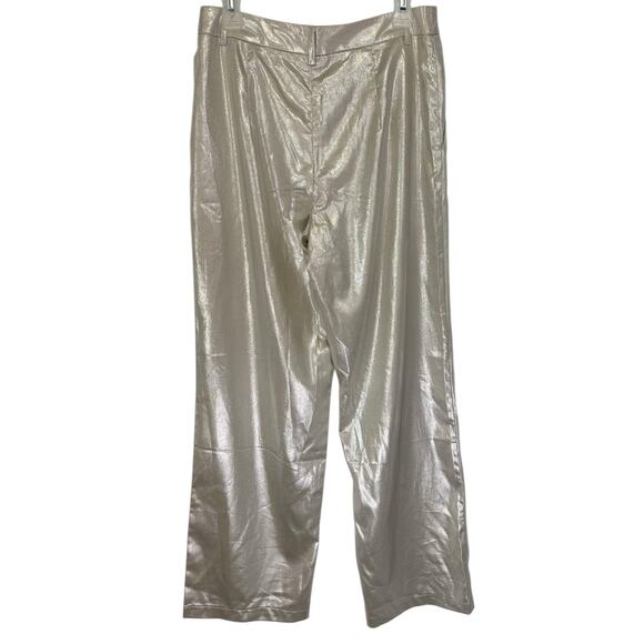 2/$30 ontwelfth Champagne Metallic Pants Pleated Straight Leg Shimmer Size M - Picture 7 of 11